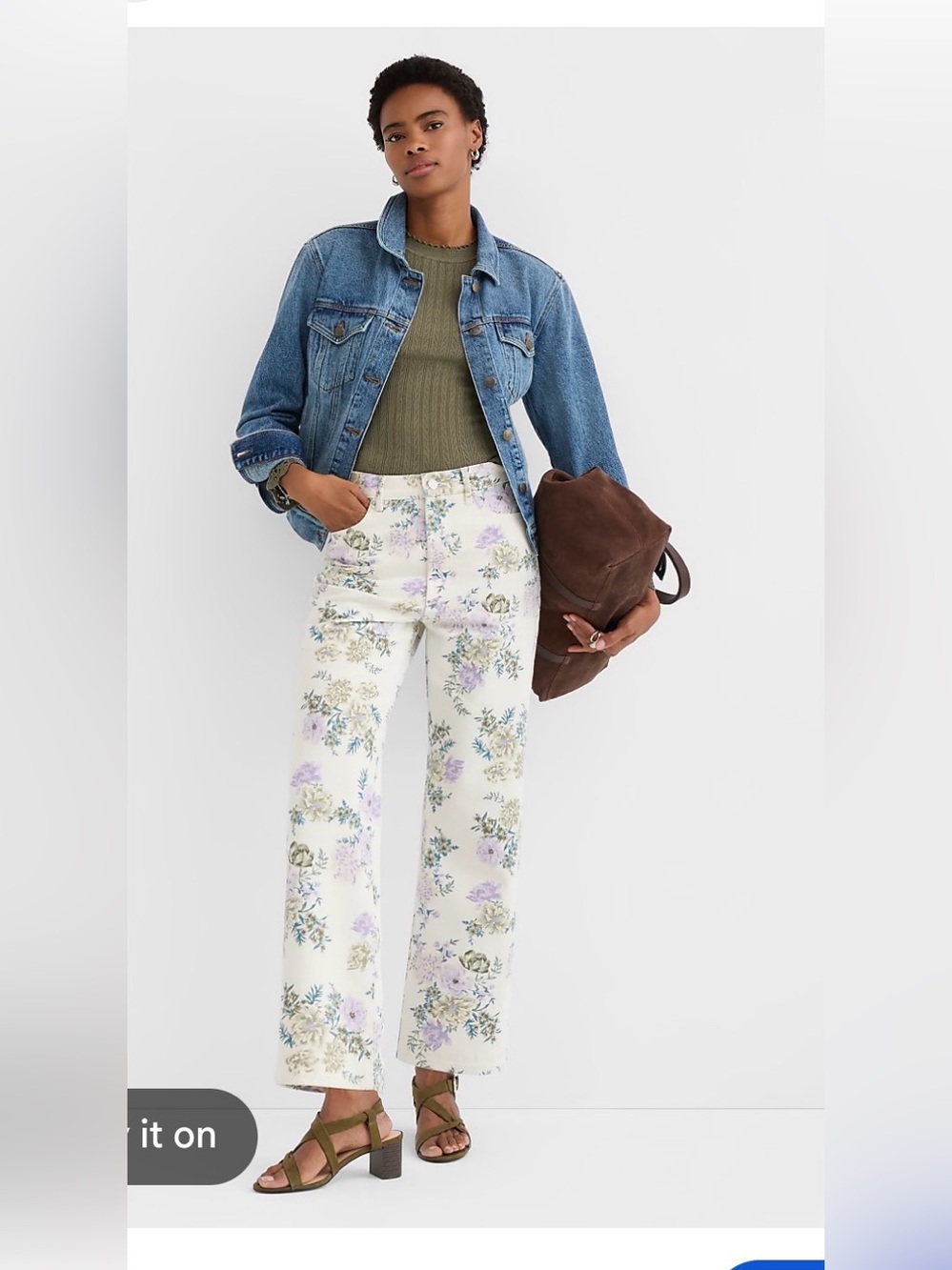 NWT Loft Floral High-Rise Straight Jeans in Cream Whisper White 2/26